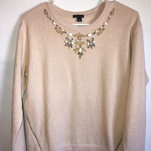 Ann Taylor beaded neckline long-sleeve sweater